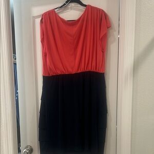 Enfocus Studio Coral and Black Mini Dress
